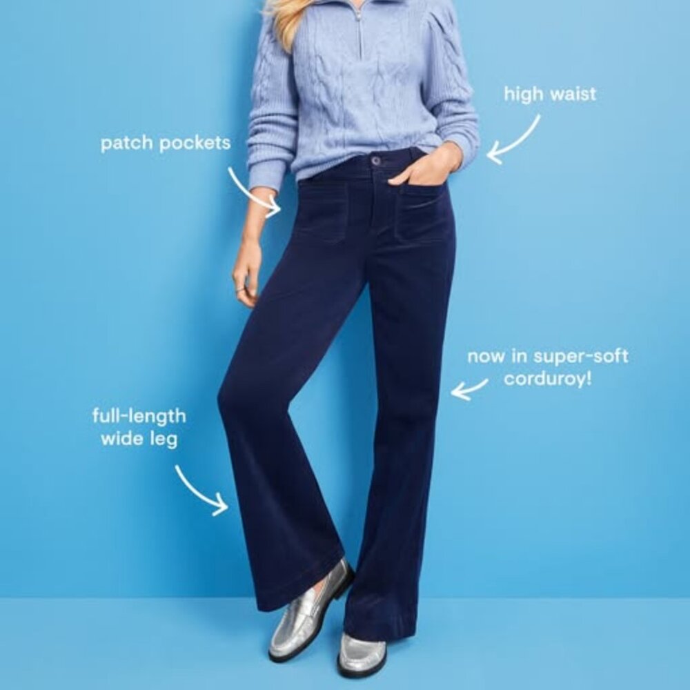 Palmer Pant | LOFT Navy Blue Corduroy Pants Straight Leg Mid Rise Classic